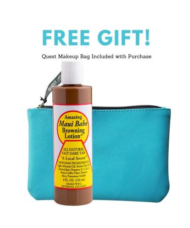 Maui Babe Tanning Browning Lotion Kit - 8oz Outdoor Tanning Lotion with Blue Makeup Bag - Hawaiian Dark Tanning Formula for Amazing Sun-Kissed Glow - Buy Online on GoSupps.com