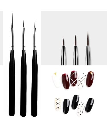 3Pcs Nail Art Liner Brushes - Fine Designs UV Gel Polish Painting Striper Brushes - Buy Online on GoSupps.com