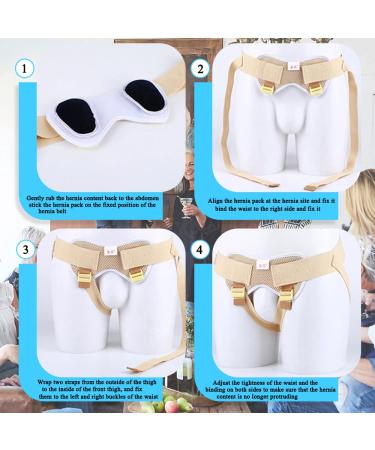 Inguinal Hernia Belt Truss Brace for Men & Elderly - Pain Relief Waist Support with 4 Removable Compression Pads (S - Buy Online on GoSupps.com
