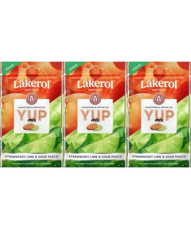 Cloetta Lakerol YUP Mix Strawberry Lime & Sour Peach pastilles 3 Packs of 30g