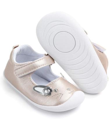 LACOFIA Baby Girls Mary Jane Flats | Infant Anti-Slip First Walking Shoes - Size 4 UK | Gold - Buy Online on GoSupps.com