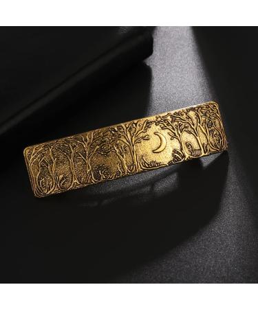 Dreamtimes Vintage Gold Forest Moon Protection Hair Clip - Handcrafted Metal Barrette for Women & Girls | Retro French Hair Accessory for Fashion & Gifts - Buy Online on GoSupps.com