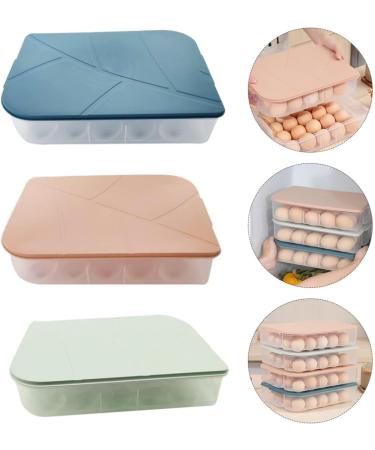 Healeved 3pcs Refrigerator Fridge Home Food Crisper Storage Trays Green Egg Blue Pink Stackable re-usable Assorted Color 30x21.3x6cm - Buy Online on GoSupps.com