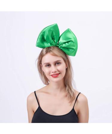 Minkissy Huge Bow Headband Candy Colored Hair Hoop Party Props Lovely Large Bowknot Hairband Party Props for Woman Girl(Green)