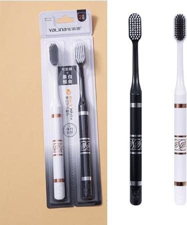 Couple Brush Set - Comfortable Black & White Toothbrushes | Travel-Friendly Duo for Couples - Buy Online on GoSupps.com