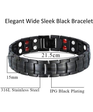 Mens Magnetic Bracelet Titanium Steel Elegant Wide Sleek Wistband for Relief Pain with Adjusting Tool and Gift Box - Buy Online on GoSupps.com