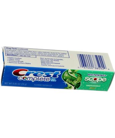 Crest Complete Whitening Toothpaste + Scope Minty Fresh 0.85 oz (Pack of 2) - 2 Pack Minty Fresh Toothpaste - Buy Online on GoSupps.com
