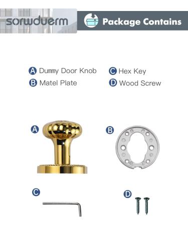 Sorwduerm Gold Door Knobs - Polished Brass Dummy Handle | Decorative Zinc Alloy - 1 Pack - Buy Online on GoSupps.com