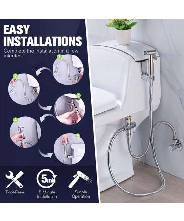 Premium Stainless Steel Handheld Bidet Toilet Sprayer Set with Complete Accessories - Buy Online on GoSupps.com