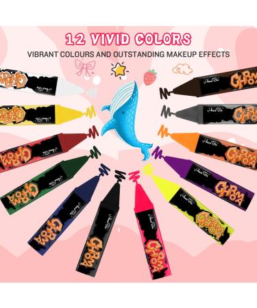 Buy Aoowu Children's Makeup Set - Washable Neon UV Face Paint & Body Pencils for Halloween & Carnival (12 Colors) - Buy Online on GoSupps.com