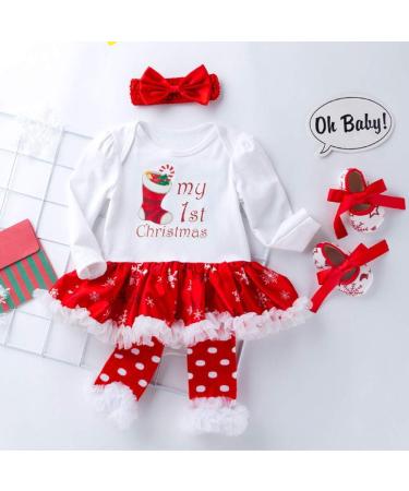 Winmany Newborn Baby Girls Christmas Romper Tutu Dress Outfit Set 3-6 Months - Buy Online on GoSupps.com