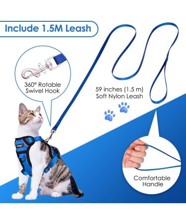 Breakproof Cat Dishes & Adjustable Kitten Vest Set - Reflective Stripes for Small Kittens (Blue XXS) - International Shipping - Buy Online on GoSupps.com