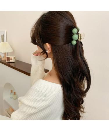6 Pack Green Pearl Hair Claw Clamps - Non Slip Hair Barrettes for Women and Girls - Medium Small Sizes - Buy Online on GoSupps.com