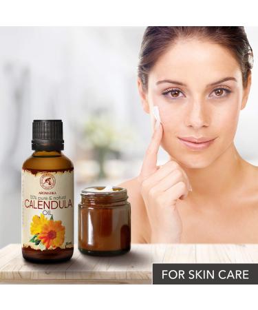 Calendula Oil 1.7 Fl Oz (50ml) - 100% Pure & Natural - Infused with Calendula Officinalis Flower Extract - Almond Oil Base - Benefits for Skin, Nails, Hair - by Aromatika - Buy Online on GoSupps.com