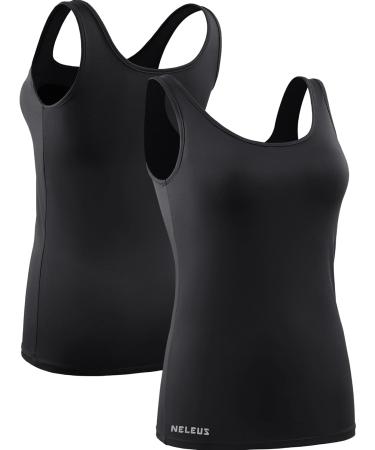 Neleus Women's 3-Pack Athletic Compression Tank Top with Sport Bra - X-Large - Black/Grey/Rose Red - Buy Online on GoSupps.com