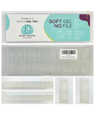 Tomicca Square Short Nail Tips - 360 Full Cover Soft Gel Tips | Pre-Shaped Matt Art Nails in 15 Sizes for Gel Nails - Buy Online on GoSupps.com