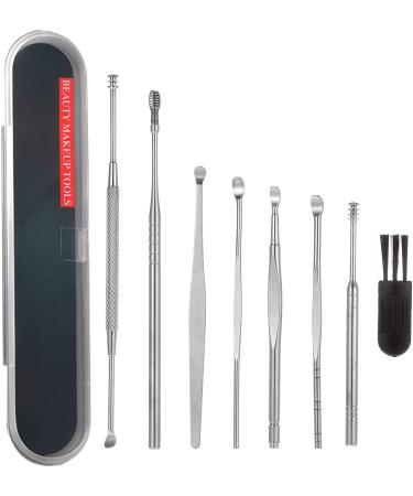 upain 8 PCS Ear Cleaning Tools Ear Picks Ear Wax Remover Stainless Steel Earwax Removal with with Cleaning Brush and Storage Box