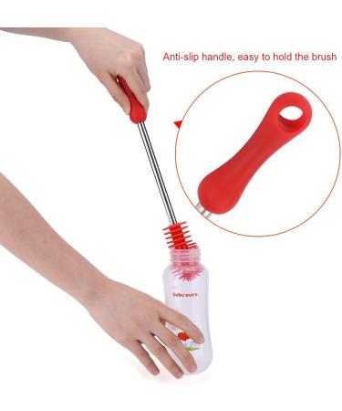 Bottle Brush Food Grade Silicone Narrow Mouth Bottle Brush Kitchen Cleaner House Washing Tools with Non-Slip Handle - Buy Online on GoSupps.com