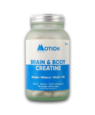 Motion Nutrition Brain & Body Creatine - Creatine Capsules for Increased Power Speed + Mental Performance - Perfect for Sprint/Power-Based Exercise - Improves Psychological Function (120 Capsules)