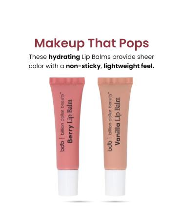 bdb Lip Balm: Berry and Vanilla - Tinted & Hydrating Sheer Color Non-Sticky 2-Pack - Buy Online on GoSupps.com