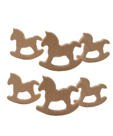 Alenybeby 2pcs Wooden Trojan Horse Teething Necklace | Natural Beech Animal Shape Nursing Pendant | Handmade DIY Accessory for Babies - Buy Online on GoSupps.com