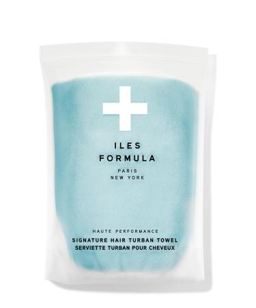 ILES FORMULA Haute Performance Hair Turban Towel - Fast Absorbing Microfiber Towel Wrap Reduces Hair Static Frizz and Breakage Limited Edition Spa Blue