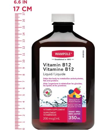 Wampole Vitamin Liquid B12 200 mcg/ml Fast Liquid Absorption 350 ml - Buy Online on GoSupps.com