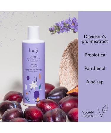 Hagi Cosmetics Plum Picking Natural Shower Gel With Australian Davidson Plum Vanilla Aloe Panthenol and Prebiotics Gentle & Moisturizing Perfect for All Skin Types 300ml - Buy Online on GoSupps.com