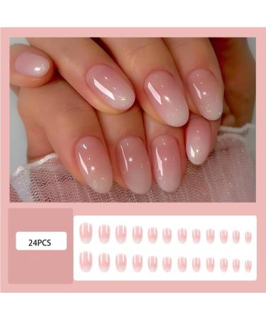 24Pcs White Ombre Almond Press-On Nails | Short Round Fake Nails for Women | Artificial Stick-On Nail Designs - Buy Online on GoSupps.com