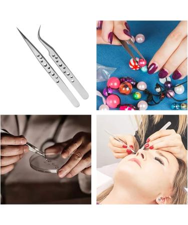 2 Pieces Pointed Tweezers Stainless Steel Lash Tweezers Straight and Curve Tip Precision Tweezers for Eyelash Eyebrow Facial or Chin Hair - Buy Online on GoSupps.com