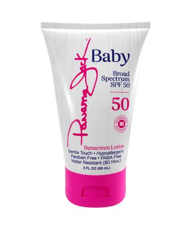Panama Jack Baby Sunscreen Lotion - SPF 50 Broad Spectrum UVA/UVB Protection Hypoallergenic Gentle Touch PABA Paraben Gluten & Cruelty Free Water Resistant (80 Minutes) 3 FL OZ 3 Fl Oz (Pack of 1)