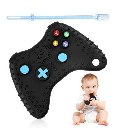 Baby Teething Toys Game Controller Teething with Baby Dummy Chain BPA-Free Silicone Teething Aid Baby Teether Relief for 0-6 Months Baby Chew Sensory Toys for Newborn Girl Boy Black Black Game Control