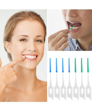 200 Interdental Brushes - Silicone Dual-House Dental Floss Sticks for Tooth Cleaning | Portable & Convenient - Blue & Green - Buy Online on GoSupps.com