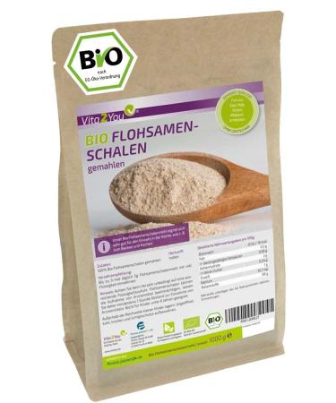 Vita2you organic flea seed shells ground 99% purity - 1kg - Indian psyllium bowl flour - ideal for baking - 1000g - premium quality - Buy Online on GoSupps.com