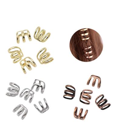 Ximimark 1 Set(15 Pcs) Dreadlock Beads Dread Hair Braid Cuff Clip Adjustable Hair Rings Set Gold Silver Bronze