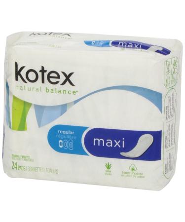 Kotex Regular Maxi Pads 24 ct - Absorbent Feminine Hygiene Protection - Buy Online on GoSupps.com