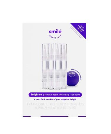 SmileDirectClub Teeth Whitening Kit with Lip Balm - 4 Pack 1.4ml Gel Pens - Professional Strength Hydrogen Peroxide 5 Piece Set - Buy Online on GoSupps.com