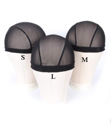 Small Mesh Dome Caps For Wigs 6 Pcs Stretch Breathable Mesh Dome Wig Cap Spandex Black Wig Caps For Making Wigs (6 Pcs, Black, S) S black mesh cap