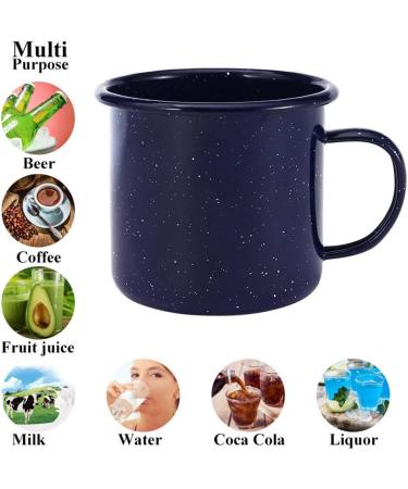 WeddPtyFr Outdoor Camping Mug 16oz - Enamel Travel Tea & Coffee Cup Set - Ideal for Home, Office, Fishing, Picnics - Dark Blue - Buy Online on GoSupps.com