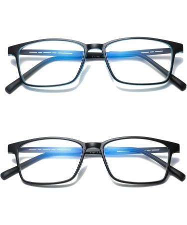 CAMKIDS 2 Pack Titanium Anti Blue Light Reading Glasses for Men & Women - Fashionable Black & Blue 1.5x - Buy Online on GoSupps.com