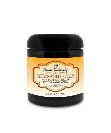 RESURRECTIONbeauty 100% Pure Moroccan Rhassoul Clay Facial Mask & Hair Mask Powder For Moisturizing Spa Mud Wraps & Conditioning Clay Shampoo 8oz