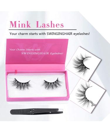 SWINGINGHAIR 3D Mink Eyelashes 19mm - Hand-made Natural False Lashes for Fluffy Volume - 1 Pair - Buy Online on GoSupps.com