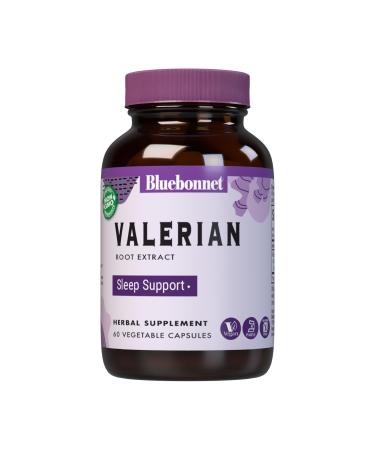 BlueBonnet Nutrition Valerian Root Extract Sleep Support* Non-GMO Vegan Kosher Certified Gluten-Free Soy-Free 60 Vegetable Capsules 60 Servings