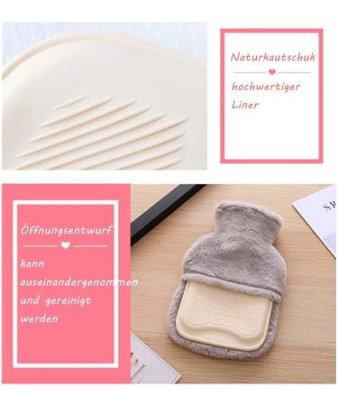 Buy Fluffy 0.5L Mini Hot Water Bottle for Kids & Adults | Eco-Friendly Rubber Heat Bottle with Soft Cover (Gray) - Buy Online on GoSupps.com