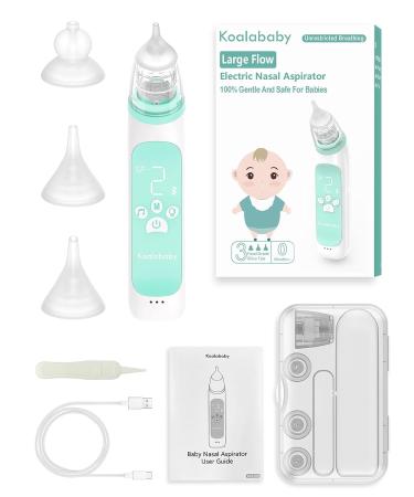 Koalababy Large Flow Electric Nasal Aspirator - 2023 Newest Nose Sucker for Baby - Booger Sucker - Nose Cleaner for Toddlers with 3 Silicone Tips - 3 Suction Levels - Music & Light Soothing Function - Green - Buy Online on GoSupps.com