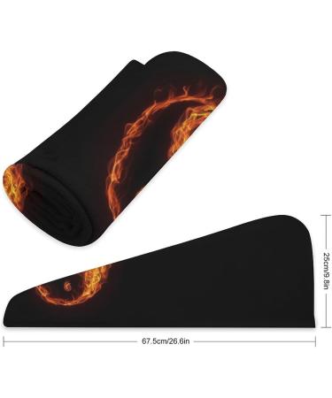 Fire Flame Yin and Yang Microfiber Hair Towel Wrap for Women - Super Absorbent 10x26 Inch Hair Turban with Button | International Shipping - Buy Online on GoSupps.com