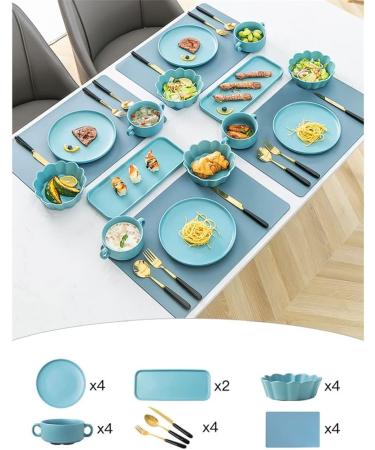 Blue Tableware Western Food Platter Steak Knife and Fork Plate Placemat Napkin Combination Set Kitchenware As shown A - Buy Online on GoSupps.com