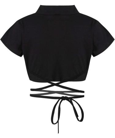 Kaerm Kids Girls Black Mock Neck Crop Top | Long Sleeve Athletic Shirt for Hip Hop Jazz Dance | Size 8-10 - Buy Online on GoSupps.com