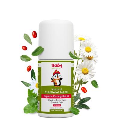 Baby.Organo Natural Cold Relief Roll On with Organic Eucalyptus Oil for Cold and Cough l Nose Block l Chest Congestion 40ml