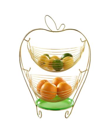 Fruit Basket for Kitchen Creative Double Fruit Plate Stainless Steel Fruit Drain Basket Living Room Dining Room Fruit Candy Dish Fruit Bowl/Fruit Bowls